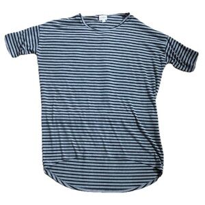 Lularoe Gray Black Ribbed Striped Irma Tunic Top Size Small Neutral Staple
